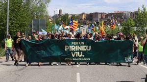 Manifestación en Puigcerdà en contra de los Juegos Olímpicos de Invierno.