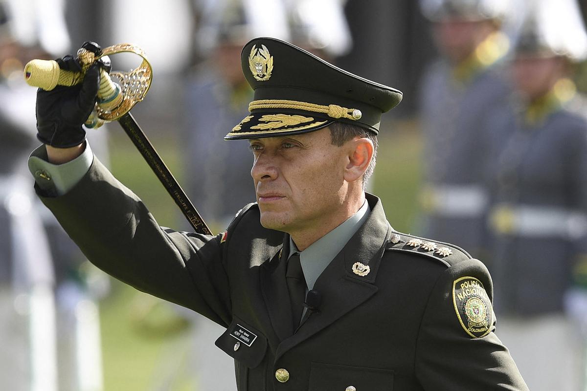 El general Henry Sanabria, durante su toma de posesión como director de la policía el 19 de agosto de 2022.