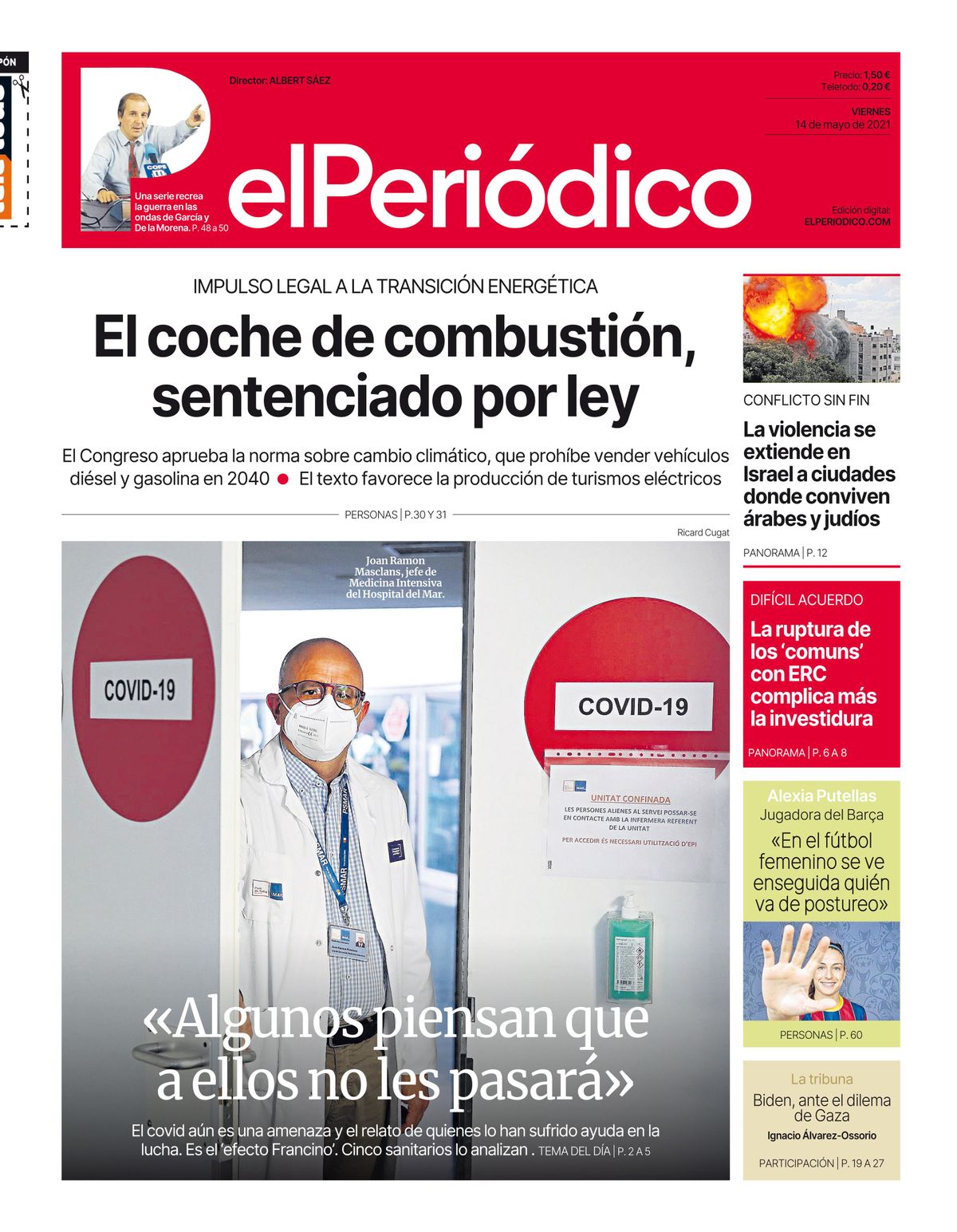 La portada de EL PERIÓDICO del 14 de mayo de 2021 La portada de EL PERIÓDICO del 14 de mayo de 2021