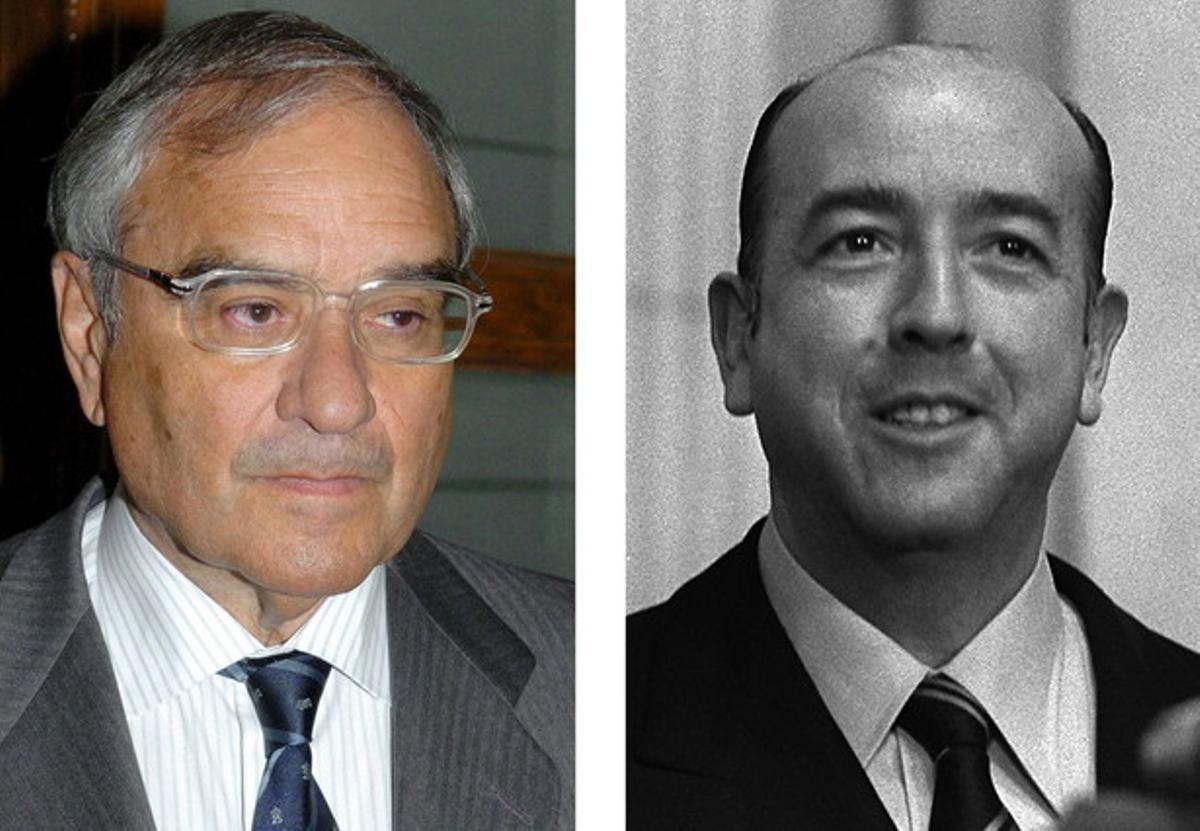 Fotografía de archivo del exministro de la transición Rodolfo Martín Villa (i) y del exministro franquista José Utrera Molina.