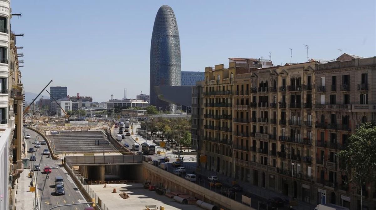 Obras del túnel de la plaza de las Glòries de Barcelona.