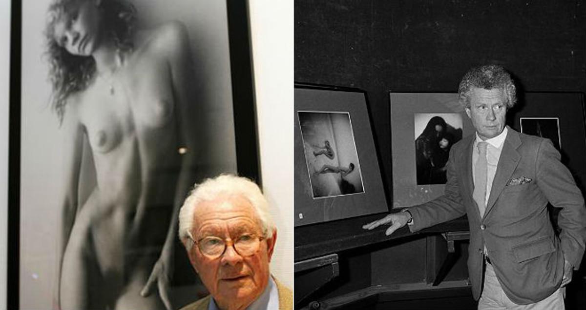 David Hamilton, en una exposición de homenaje en el 2003 y, al lado, en una subasta de su obra en 1983.