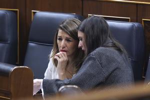 Yolanda Díaz e Irene Montero, en el Congreso de los Diputados.