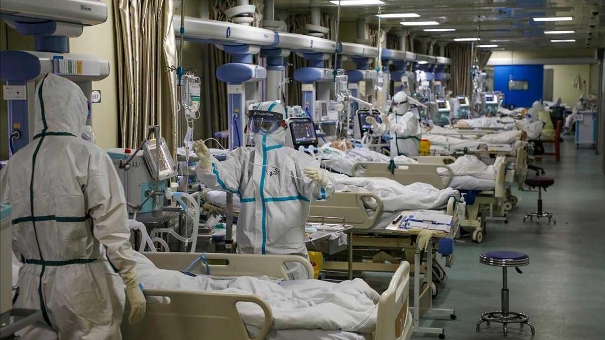 Un hospital Chino con enfermos de covid. Un hospital Chino con enfermos de covid.