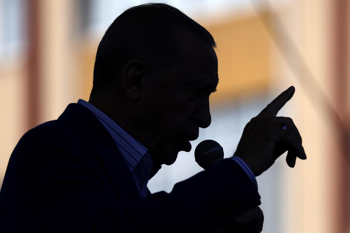 El presidente turco, Recep Tayyip Erdogan, durante un mitin en Estambul.