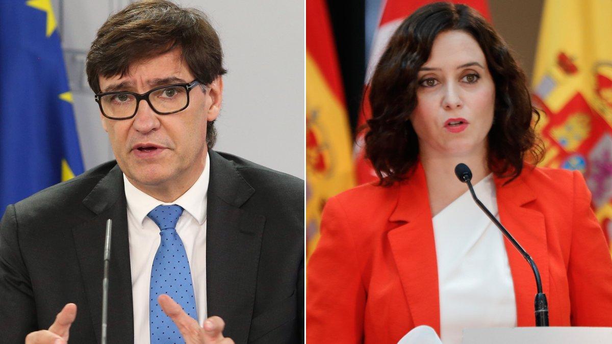 El ministro de Sanidad, Salvador Illa, y la presidenta de la Comunidad de Madrid, Isabel Díaz Ayuso. El ministro de Sanidad, Salvador Illa, y la presidenta de la Comunidad de Madrid, Isabel Díaz Ayuso.