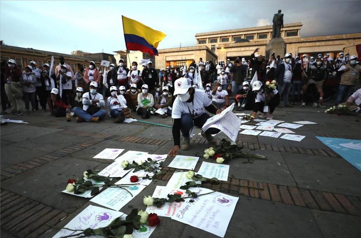 Protestas por los asesinatos y la violencia en Colombia.