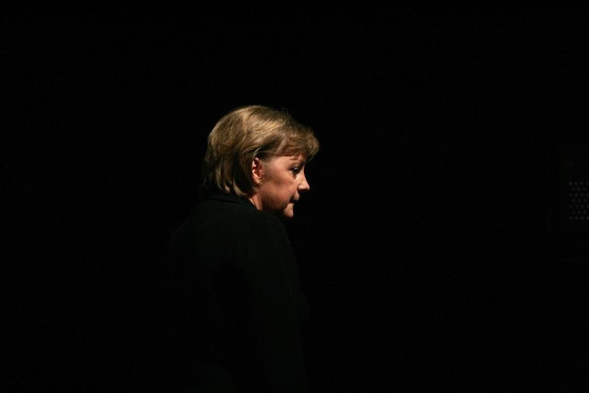 La cancillera Angela Merkel en Berlín, tras pronunciar un discurso en la Fundación Konrad Adenauer.