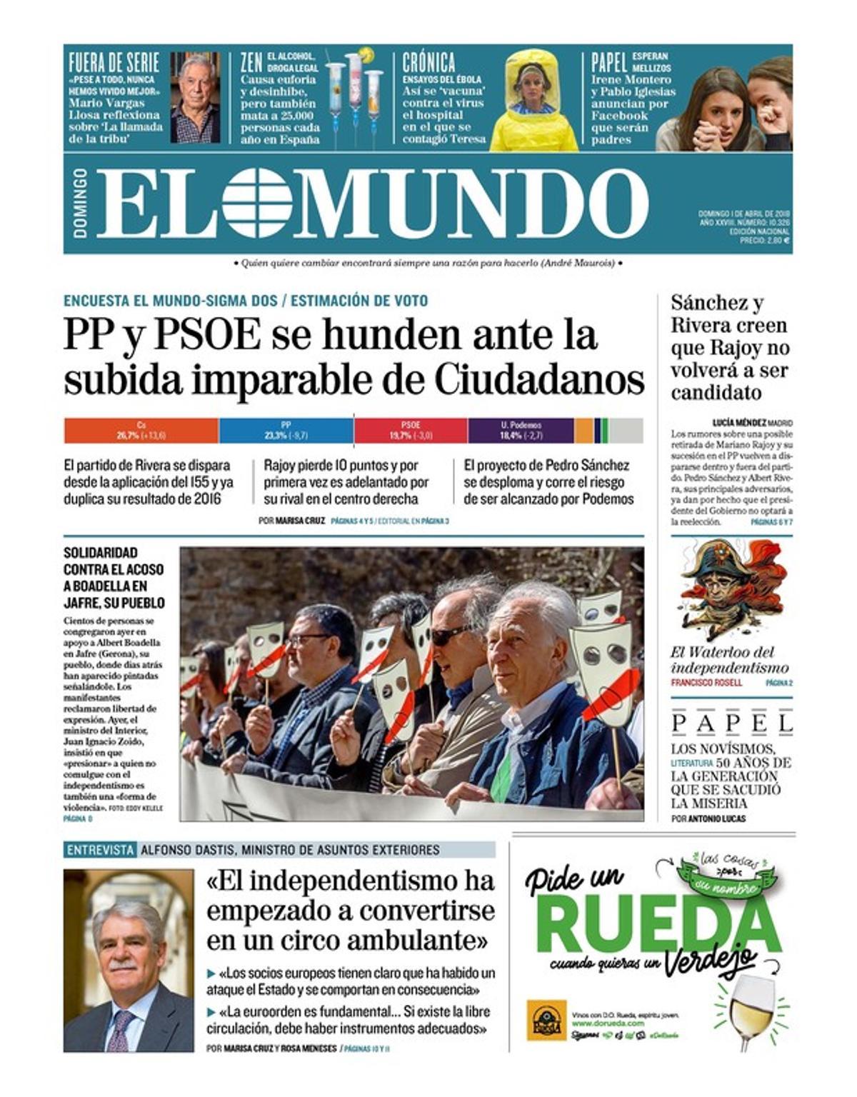 PP y PSOE se hunden ante Cs (El Mundo) y se considera el relevo de Rajoy (El País)