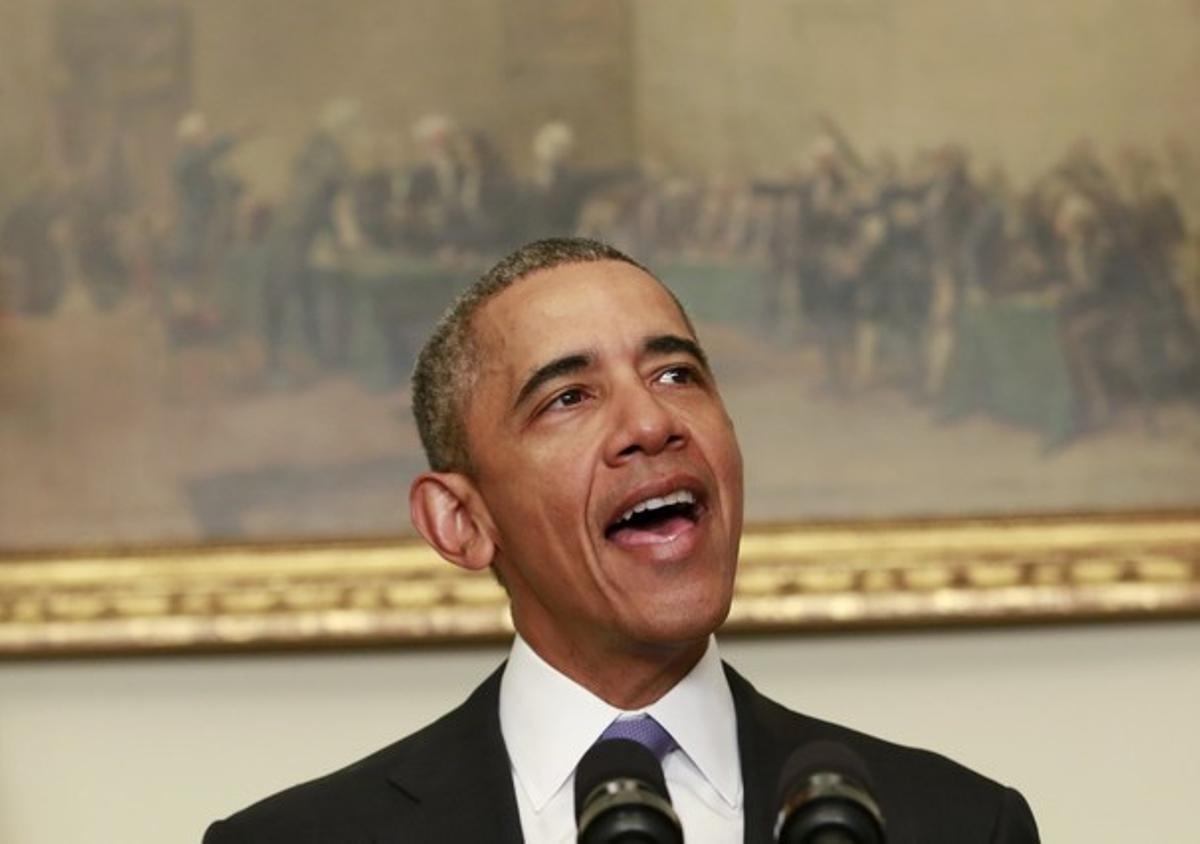 El presidente de EEUU, Barack Obama, durante la comparecencia para valorar el levantamiento de sanciones a Irán.
