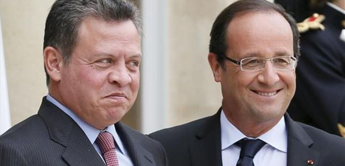 El rey Abdalá de Jordania y François Hollande, hoy en París. El rey Abdalá de Jordania y François Hollande, hoy en París.