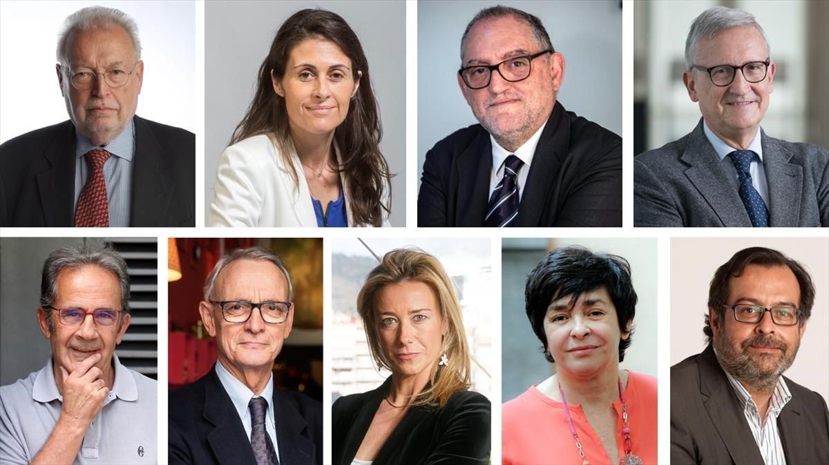 Los miembros del nuevo Comité Editorial de El Periódico, arriba, (de izquierda a derecha) Joan Tapia, Anna Cristeto, Rafael Jorba y Xavier Arbós, y abajo, Andreu Claret, Anton Costas, Anna Gener, Rosa Paz y Albert Saez. Los miembros del nuevo Comité Editorial de El Periódico, arriba, (de izquierda a derecha) Joan Tapia, Anna Cristeto, Rafael Jorba y Xavier Arbós, y abajo, Andreu Claret, Anton Costas, Anna Gener, Rosa Paz y Albert Saez.