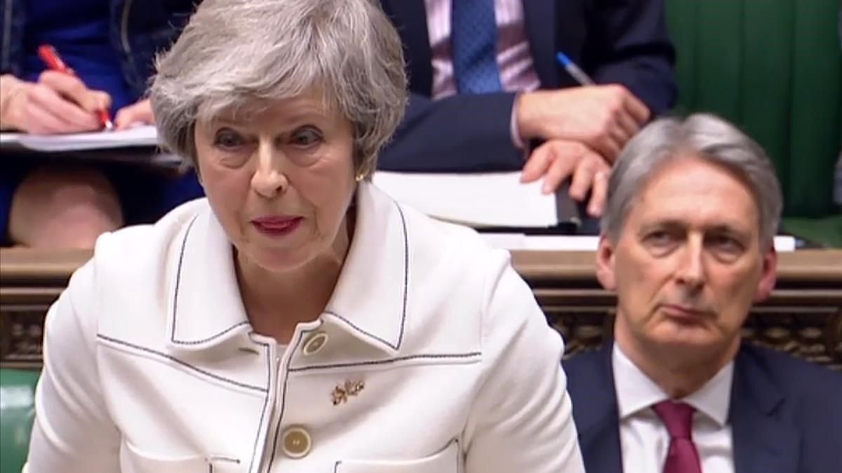 La primera ministra británica, Theresa May, durante su declaración en la Cámara de los Comunes. La primera ministra británica, Theresa May, durante su declaración en la Cámara de los Comunes.
