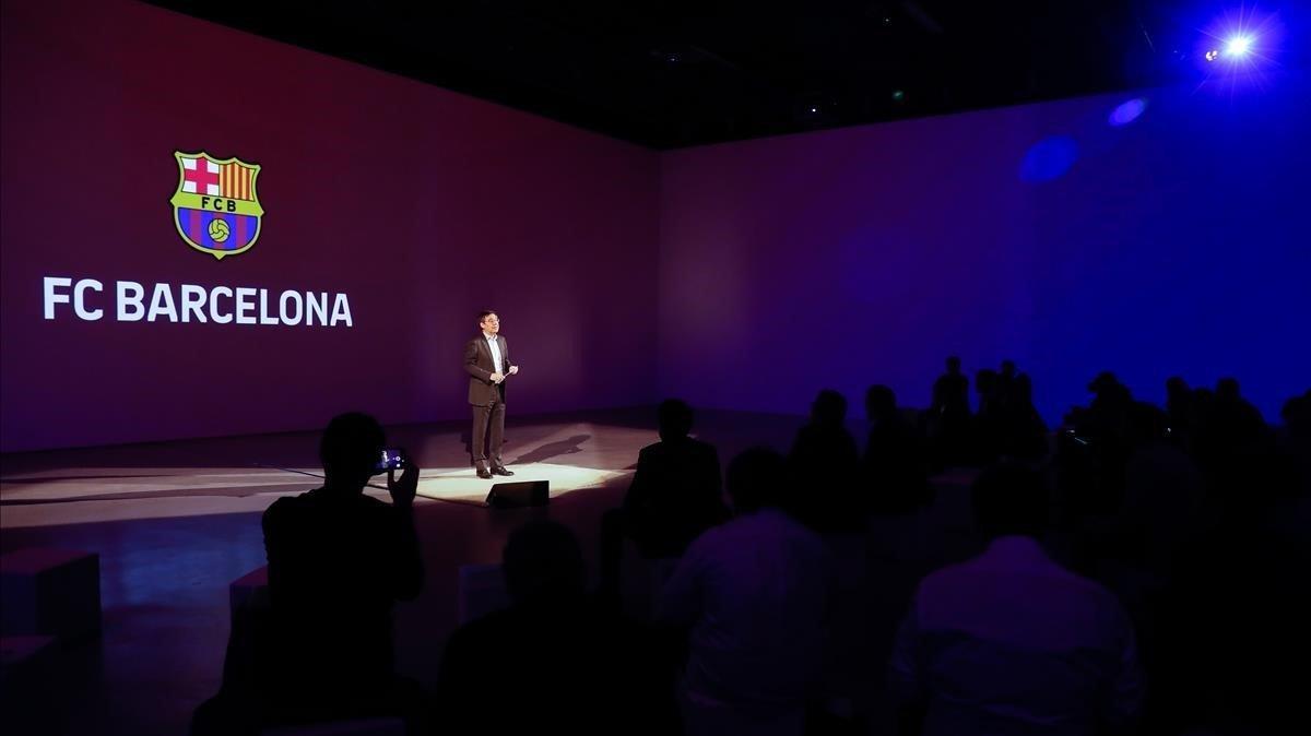 Bartomeu, en la presentación del nuevo plan de negocio digital del Barça.