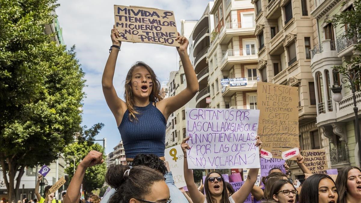 Protestas en València con motivo del 8-M, este año.