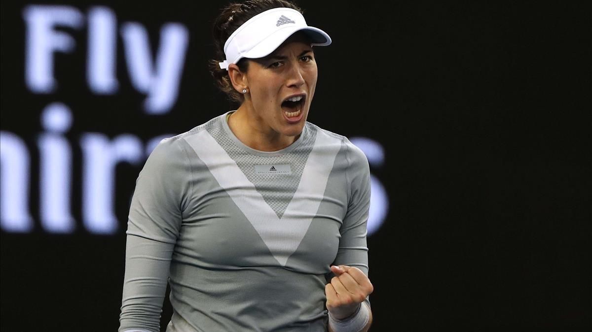 El grito de la victoria de Garbiñe Muguruza tras derrotar a Jessika Ponchet en Australia. El grito de la victoria de Garbiñe Muguruza tras derrotar a Jessika Ponchet en Australia.