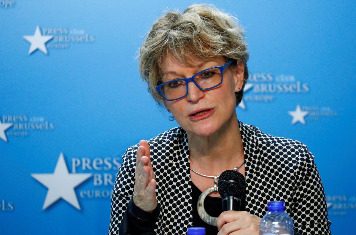 Agnes Callamard en una conferencia de prensa en diciembre del 2019 en Bruselas. Agnes Callamard en una conferencia de prensa en diciembre del 2019 en Bruselas.