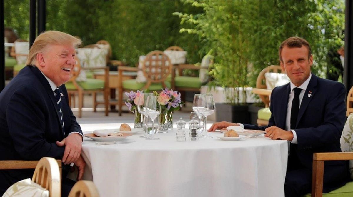 Macron y Trump almuerzan en Biarritz. Macron y Trump almuerzan en Biarritz.