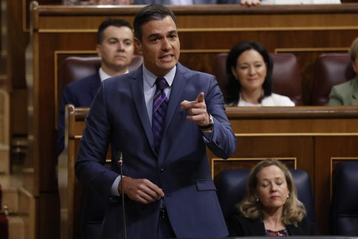 El presidente del Gobierno, Pedro Sánchez, durante la sesión de control al Ejecutivo en el Congreso, este 18 de mayo de 2022.