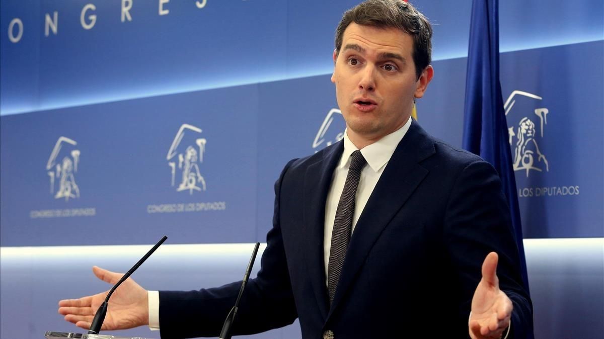El líder de Ciudadanos, Albert Rivera, en una rueda de prensa. El líder de Ciudadanos, Albert Rivera, en una rueda de prensa.