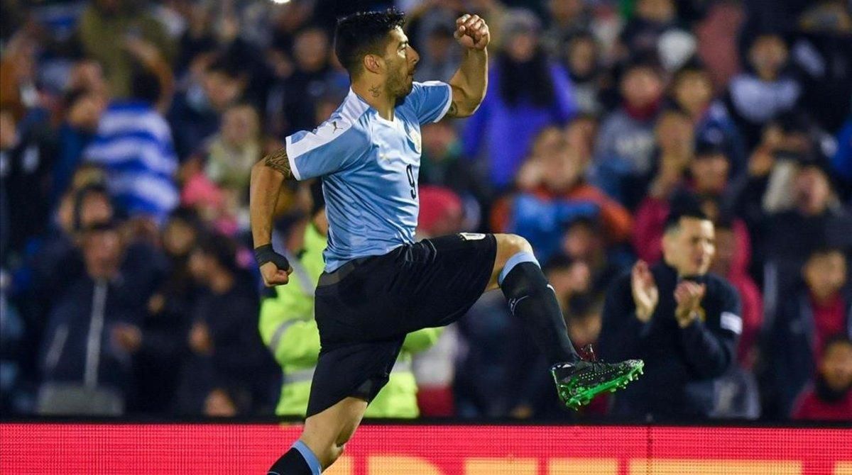Luis Suárez celebra el gol marcado ante Panamá en su reaparición. Luis Suárez celebra el gol marcado ante Panamá en su reaparición.