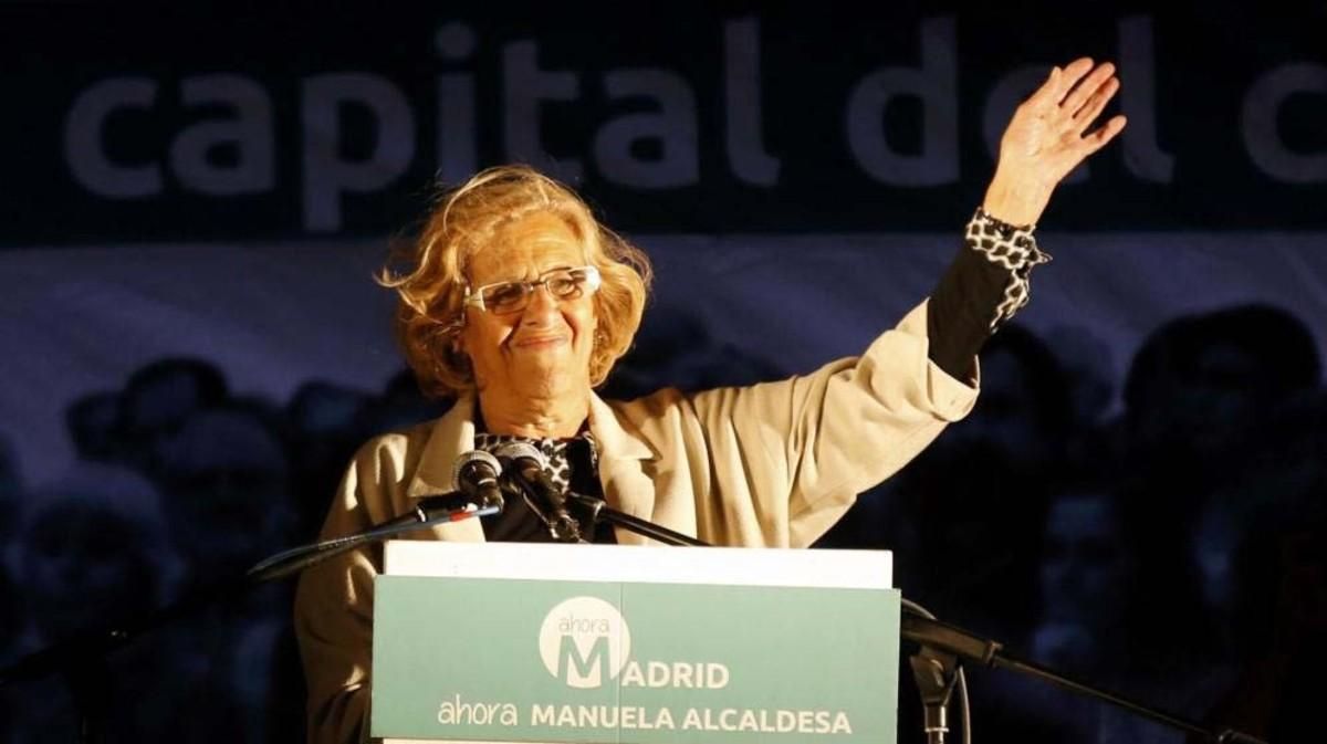 Manuela Carmena, durante la noche electoral de las elecciones municipales del 2015. Manuela Carmena, durante la noche electoral de las elecciones municipales del 2015.