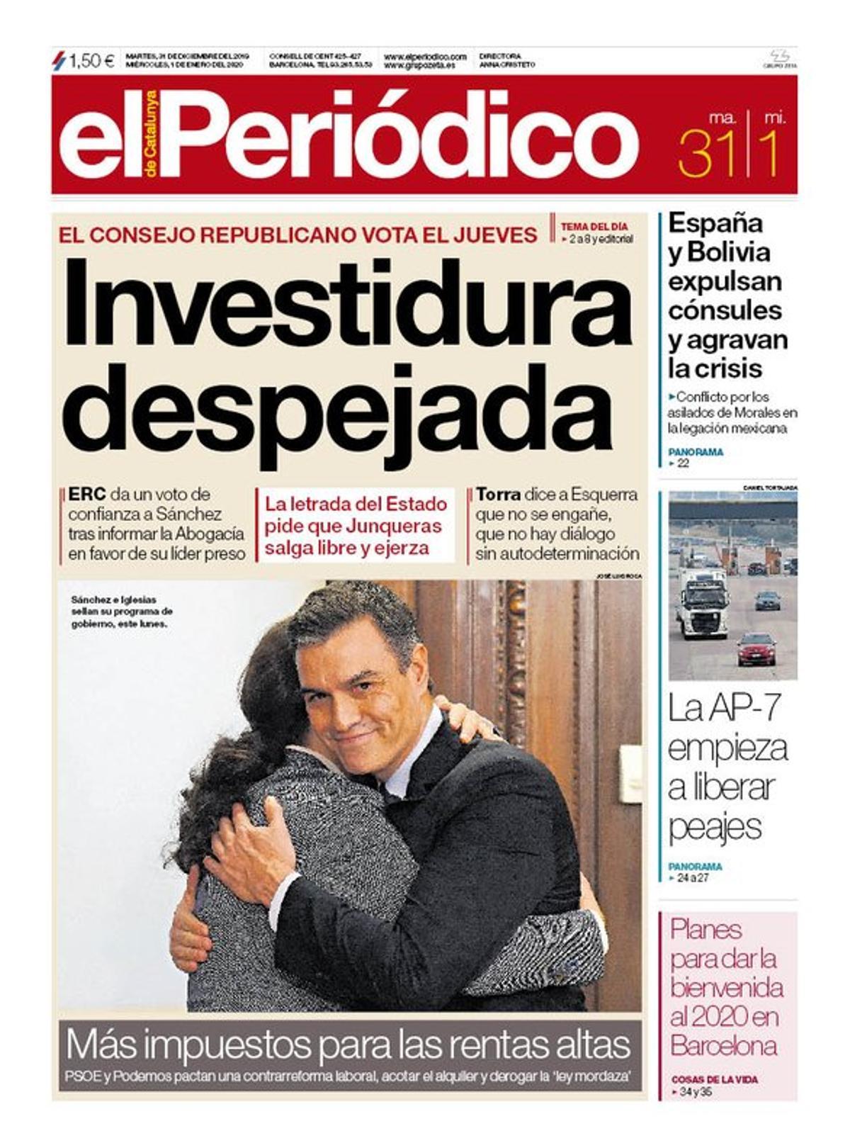 Prensa hoy: Portadas de los periódicos del 31 de diciembre del 2019