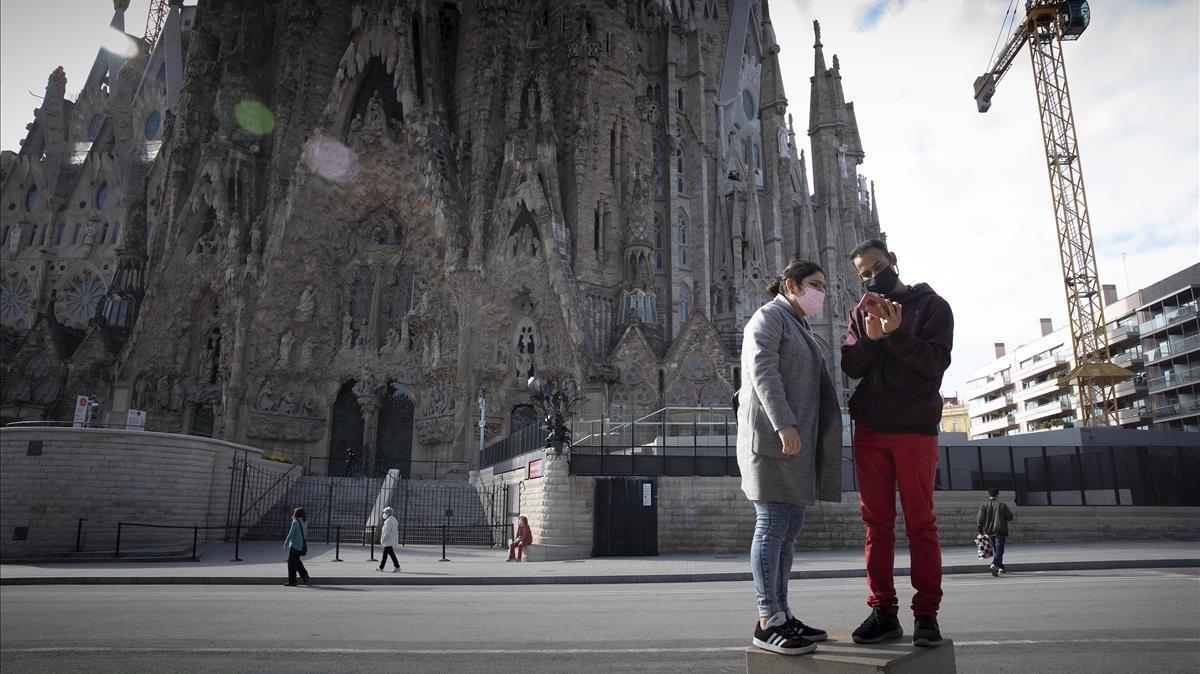 La Sagrada Família, casi desierta de turistas en época de pandemia.