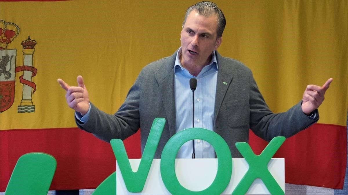 El abogado y secretario general de Vox, Javier Ortega Smith, participa en la conferencia del partido ultraderechista en la Eurocámara El abogado y secretario general de Vox, Javier Ortega Smith, participa en la conferencia del partido ultraderechista en la Eurocámara