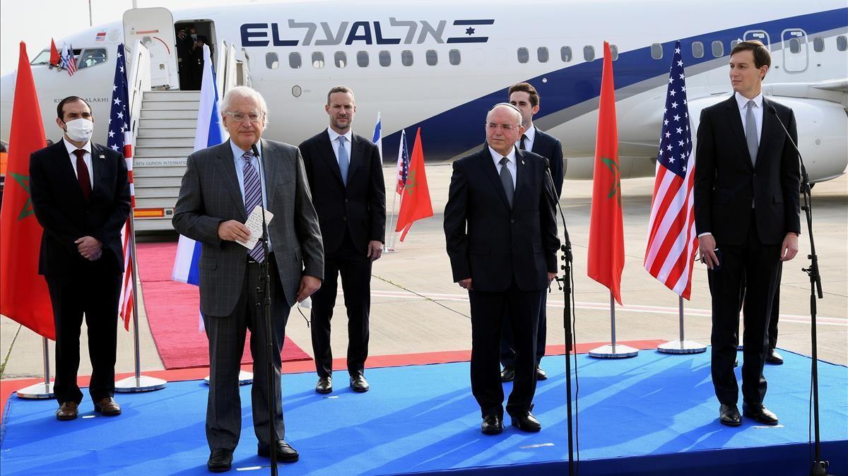 Una delegación compuesta por autoridades israelís y estadounidenses partió en el primer vuelo directo entre Israel y Marruecos.