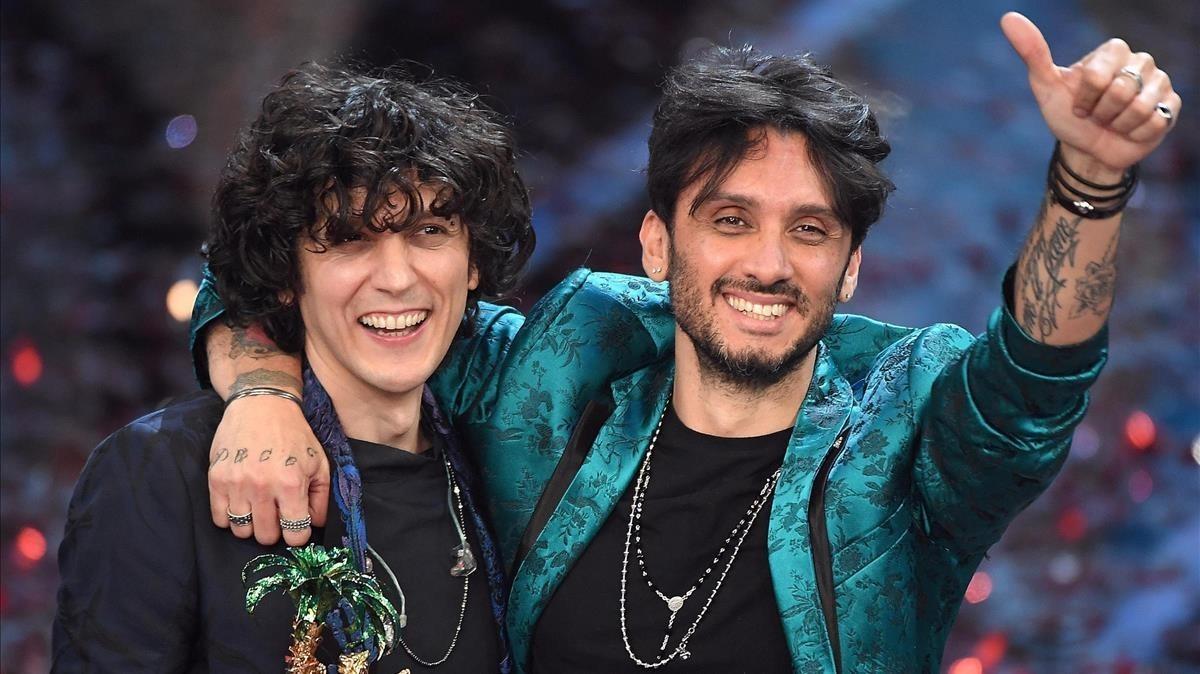 Ermal Meta y Fabrizio Moro (derecha), ganadores el Festival de San Remo y representantes de Italia en Eurovisión. 