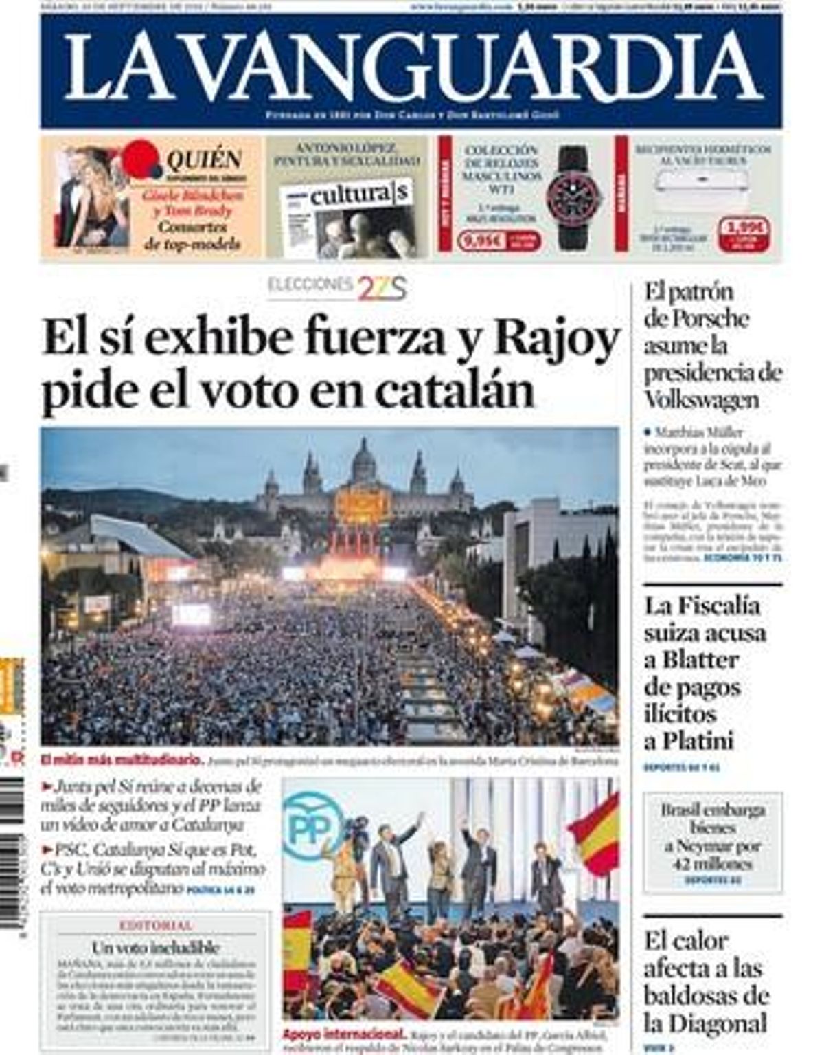 "Mas será imputado tras el 27-S", titula Marhuenda en plena jornada de reflexión "Mas será imputado tras el 27-S", titula Marhuenda en plena jornada de reflexión