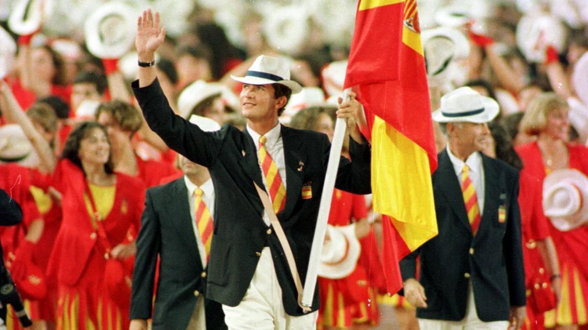 Felipe de Borbón, abanderado español en los Juegos del 92.