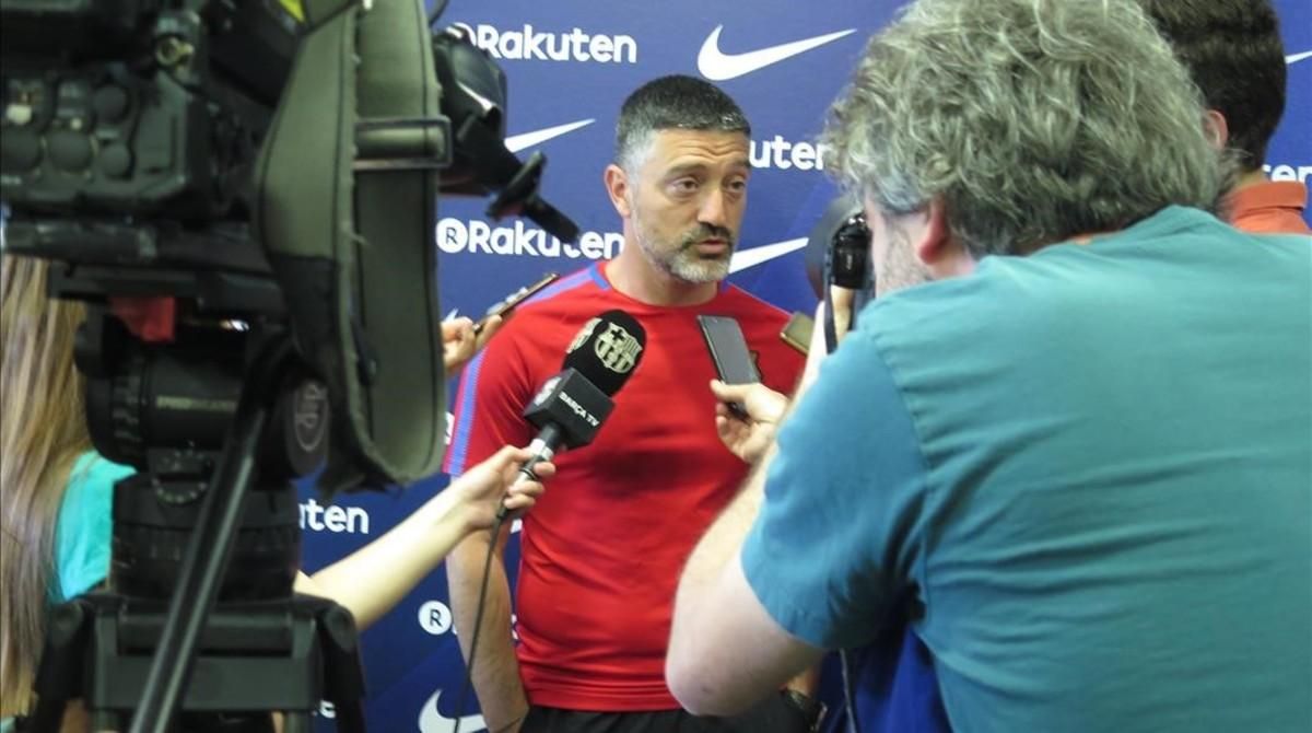 García Pimienta, en la rueda de prensa previa al desplazamiento a Almería. García Pimienta, en la rueda de prensa previa al desplazamiento a Almería.