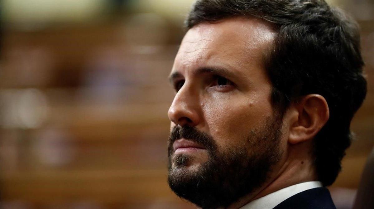 Pablo Casado, este miércoles, durante el debate sobre la prórroga del estado de alarma. Pablo Casado, este miércoles, durante el debate sobre la prórroga del estado de alarma.