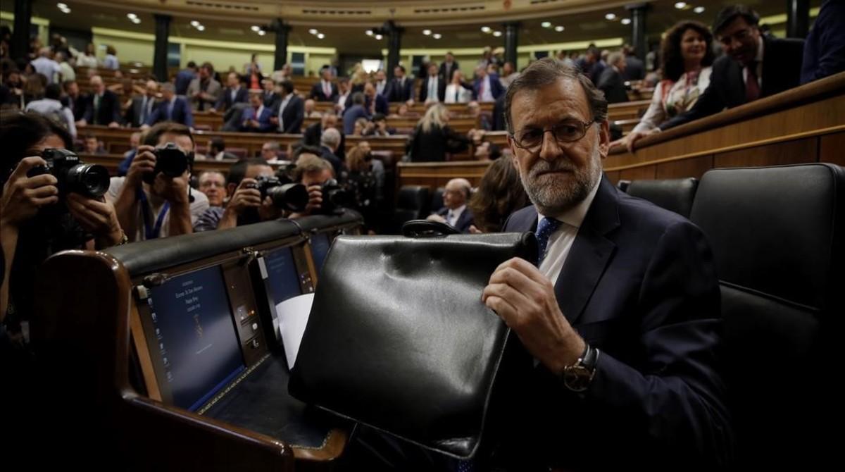 Mariano Rajoy, el pasado martes, antes de pronunciar su discurso de investidura.
