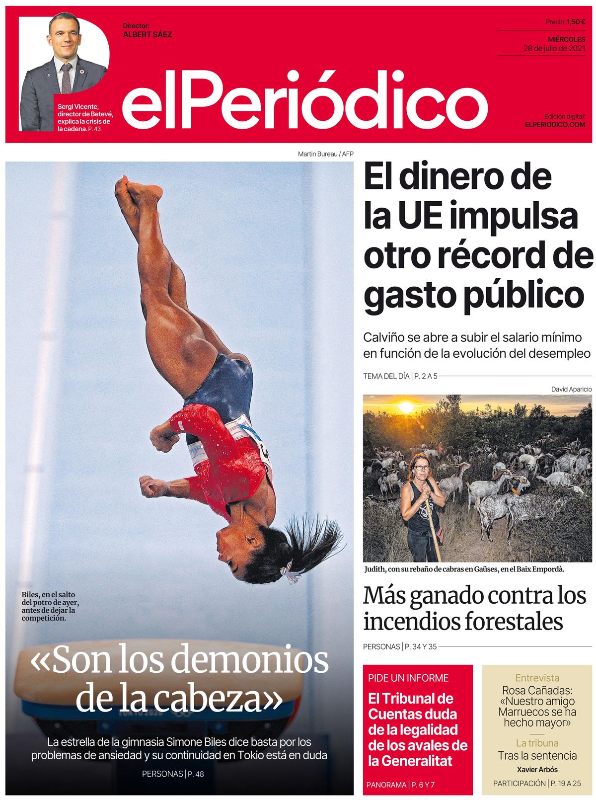 La portada de EL PERIÓDICO del 28 de julio de 2021 La portada de EL PERIÓDICO del 28 de julio de 2021