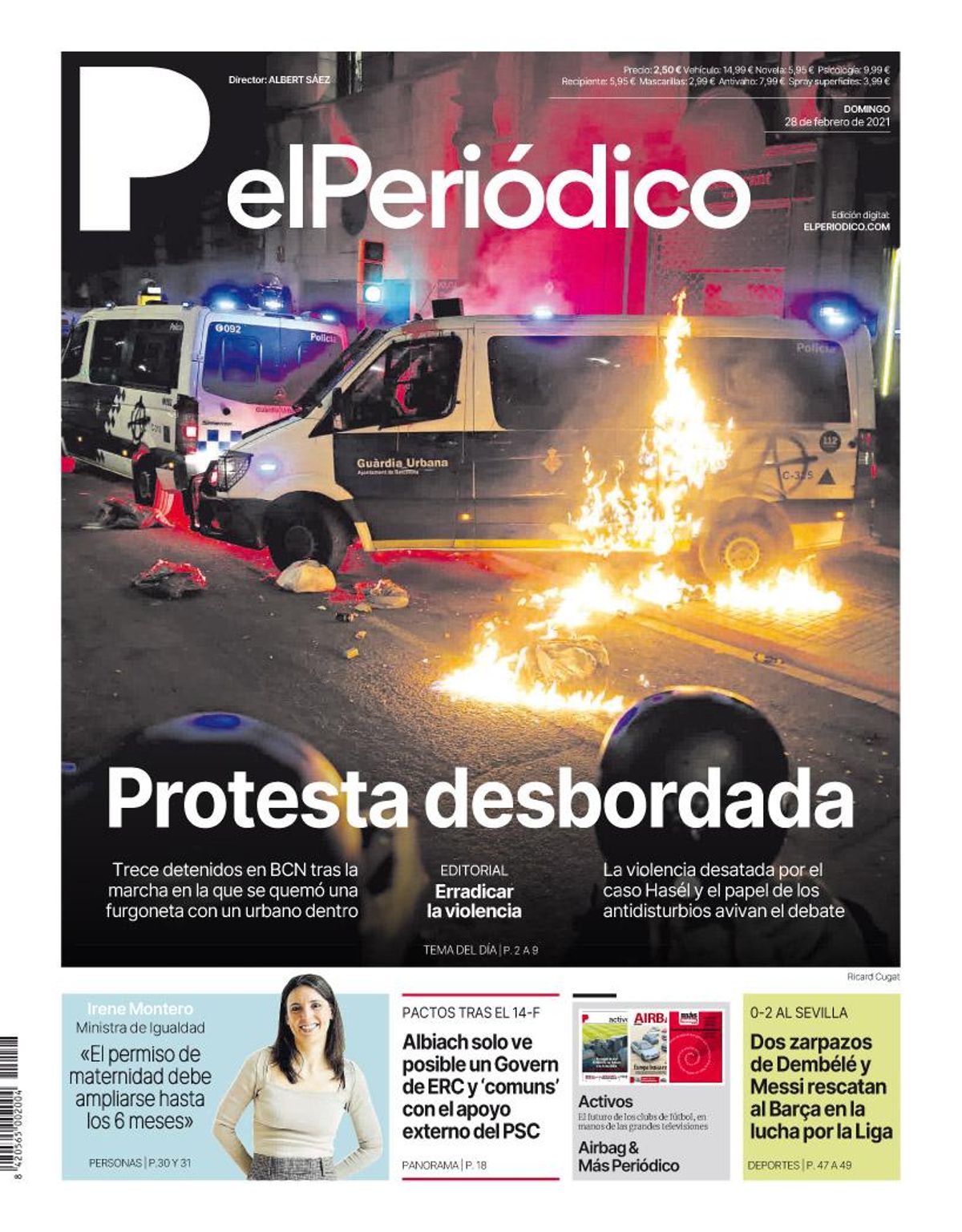 Portada de EL PERIÓDICO del 28 de febrero de 2021 Portada de EL PERIÓDICO del 28 de febrero de 2021