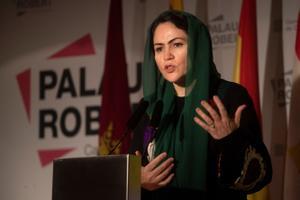 La parlamentaria y activista afgana Fawzia Koofi hoy en el acto de entrega del premio Casa Asia en Barcelona.