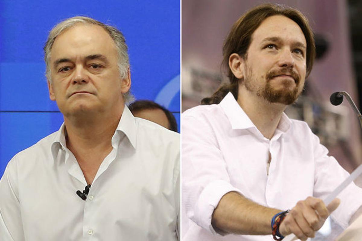 El eurodiputado popular, González Pons y el secretario general de Podemos, Pablo Iglesias