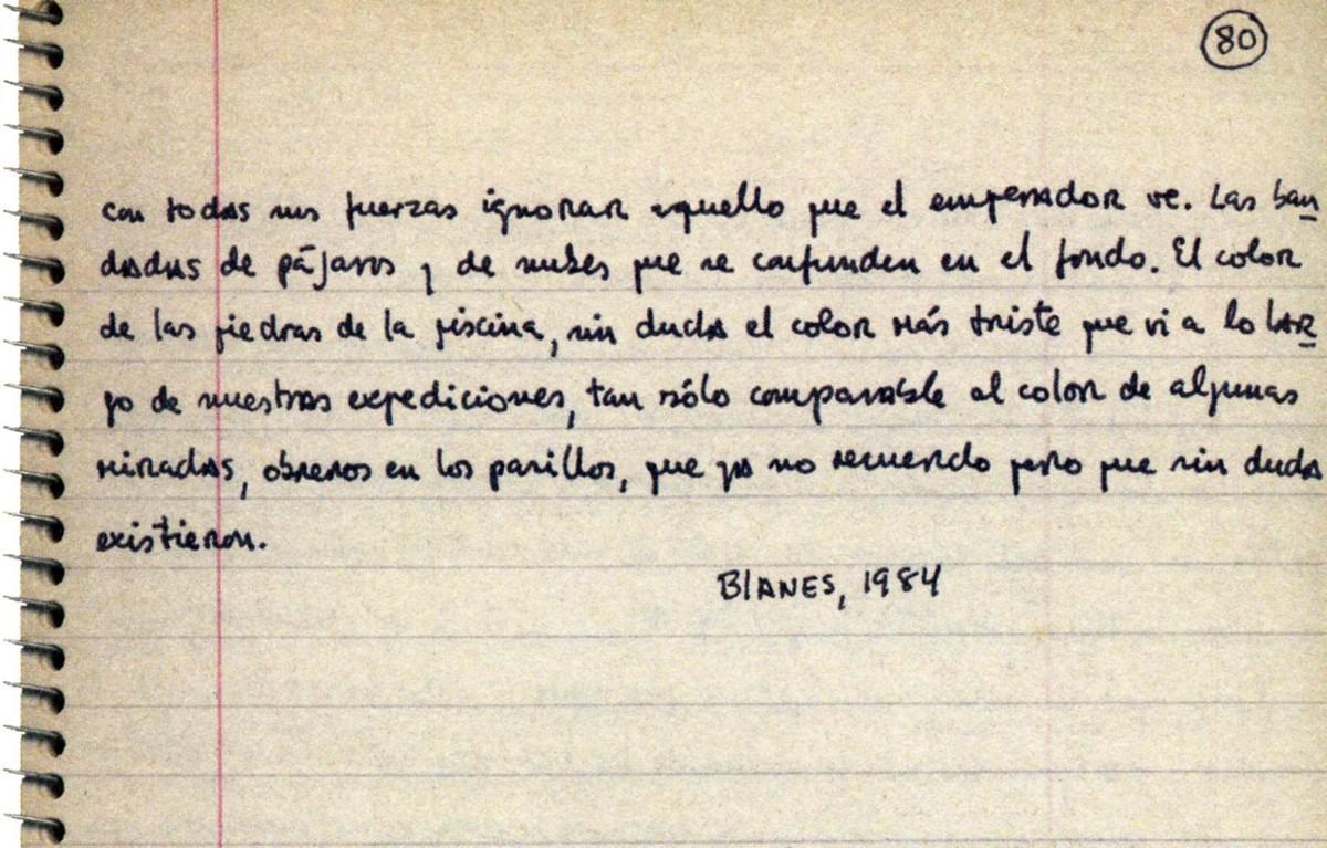 Detalle de la última página del manuscrito de ’El espíritu de la ciencia ficción’ de Roberto Bolaño. 