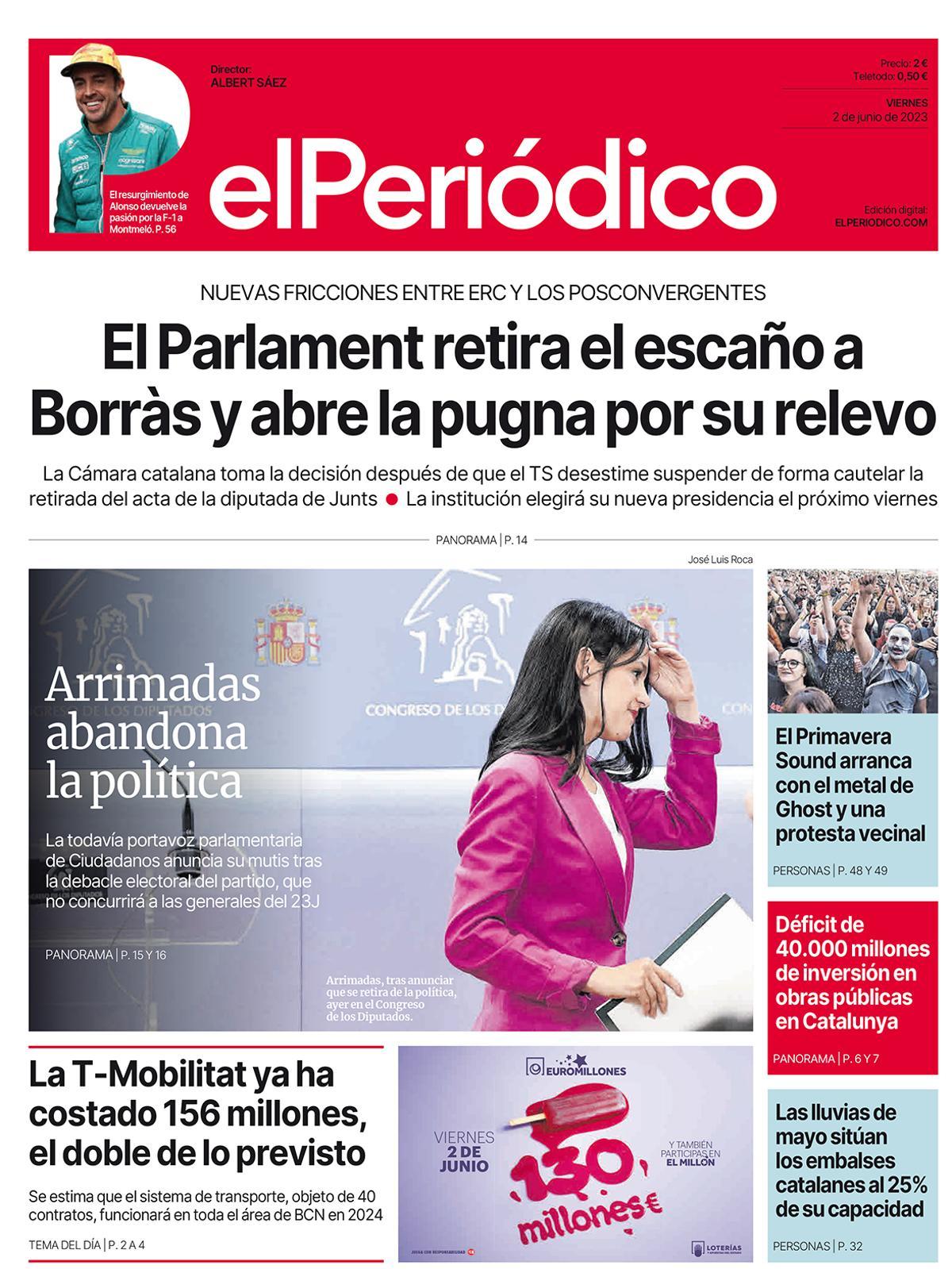 La portada d’EL PERIÓDICO del 2 de juny del 2023 La portada d’EL PERIÓDICO del 2 de juny del 2023