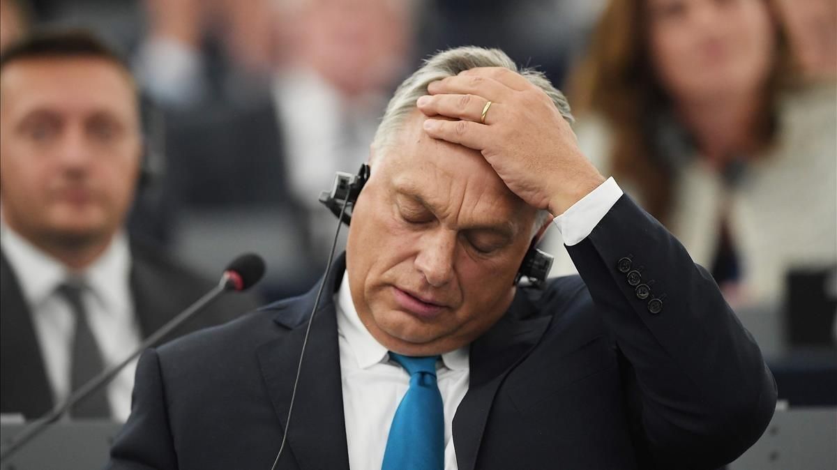 El primer ministro de Hungría, Viktor Orban, durante su intervención frenta a la Eurocámara este martes. El primer ministro de Hungría, Viktor Orban, durante su intervención frenta a la Eurocámara este martes.