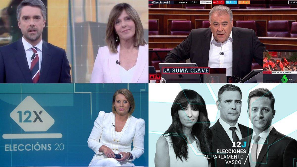 La cobertura de las cadenas generalistas y autonómicas para las elecciones vascas y gallegas de este domingo 12 de julio.