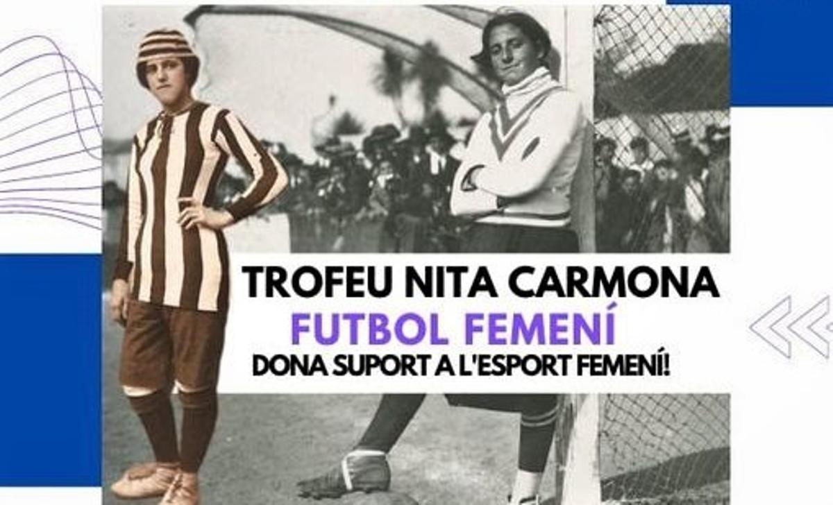 Cartel del primer trofeo Nita Carmona de fútbol femenino en Santa Coloma.