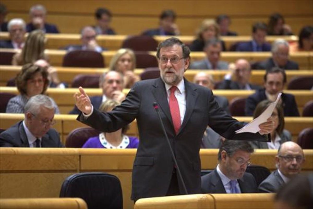 Rajoy, en la sesión de control al Gobierno en el Senado. Rajoy, en la sesión de control al Gobierno en el Senado.