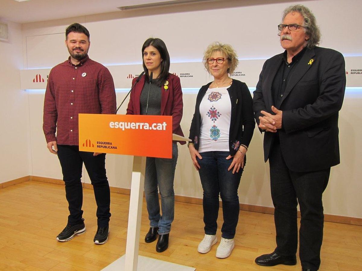 Gabriel Rufián, Marta Vilalta, Mirella Cortés y Joan Tardà, en la comparecencia en la que han anunciado su enmienda a la totalidad a los Presupuestos de Pedro Sánchez. Gabriel Rufián, Marta Vilalta, Mirella Cortés y Joan Tardà, en la comparecencia en la que han anunciado su enmienda a la totalidad a los Presupuestos de Pedro Sánchez.