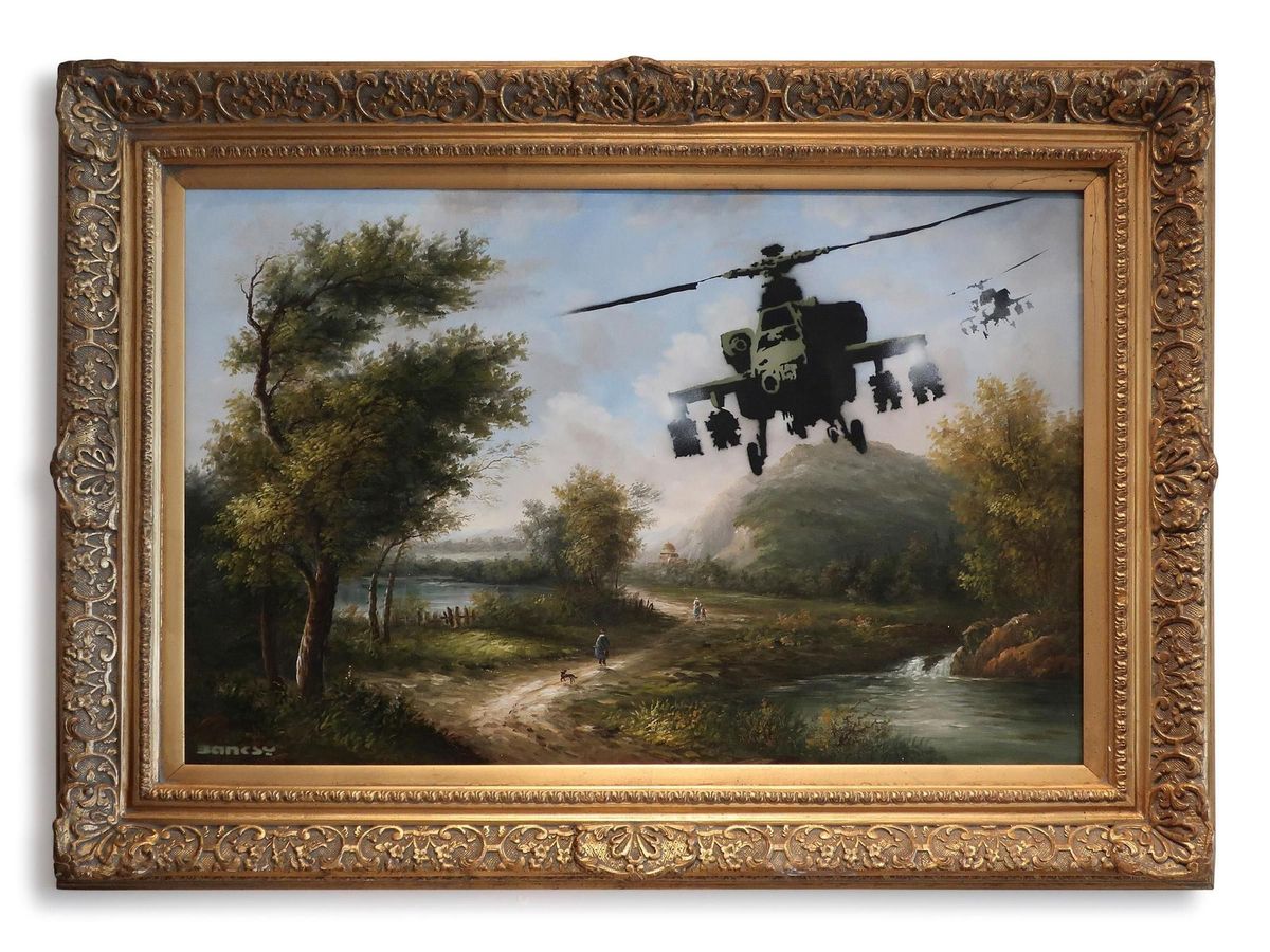 Fotografía de la obra Vandalised oil del artista británico Banksy. EFE/Joshua White/SOTHEBY’S Fotografía de la obra Vandalised oil del artista británico Banksy. EFE/Joshua White/SOTHEBY’S