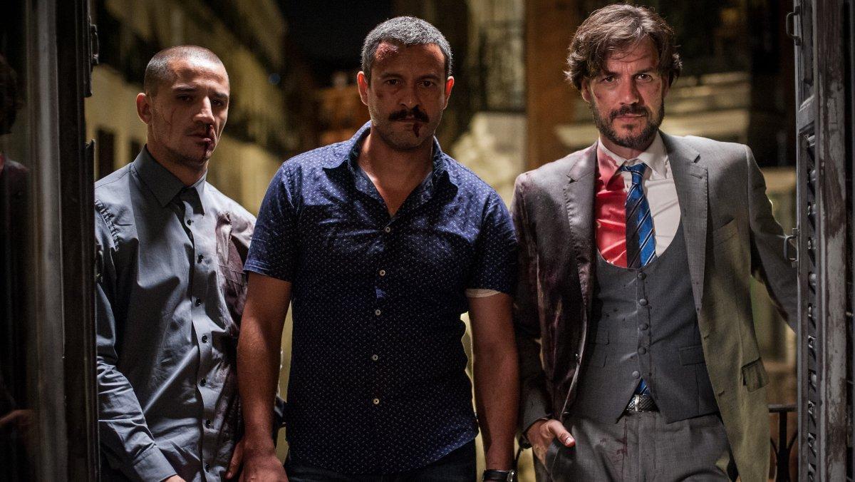 Nene, Isak Férriz y Daniel Grao, en la segunda temporada de ’Gigantes’.