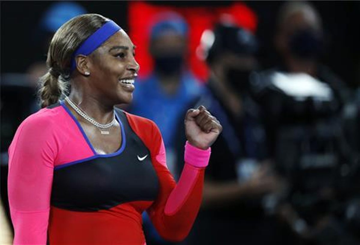 Serena Williams celebra su triunfo. Serena Williams celebra su triunfo.